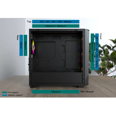 Montech кутия Case mATX - X5M (W) - 4 x 120 mm A-RGB, USB-C