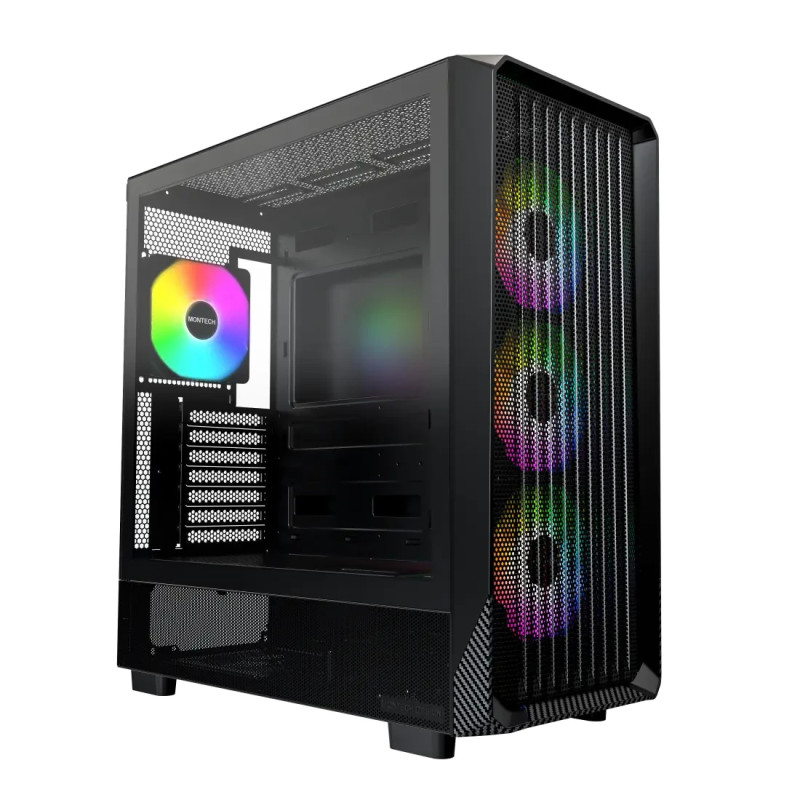 Montech кутия Case mATX - X5 (B) - 4 A-RGB fans, USB-C