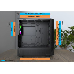 Montech кутия Case mATX - X5 (B) - 4 A-RGB fans, USB-C