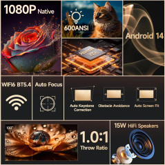 MagCubic преносим мултимедиен проектор Portable Multimedia Projector HY350MAX - 8K, Android 14, Wi-Fi 6, Bluetooth 5.4