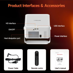 MagCubic преносим мултимедиен проектор Portable Multimedia Projector HY450MAX - 8K, Android 14, Wi-Fi 6, Bluetooth 5.4