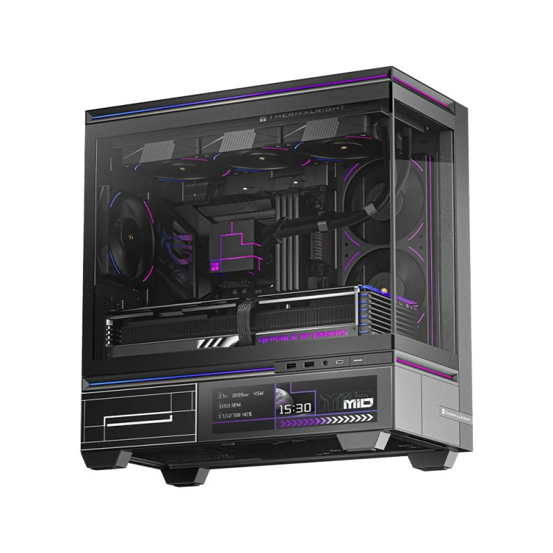 Thermalright кутия Case mATX - TL-M10 Vision Black - 4 x 120 mm ARGB included, 9.16 inch LCD Display, USB-C