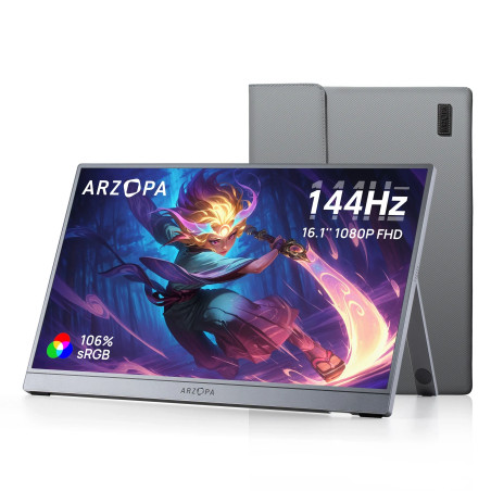 Arzopa преносим монитор Portable Monitor - Z1FC with Sleeve Bag - 16.1", 144Hz, IPS