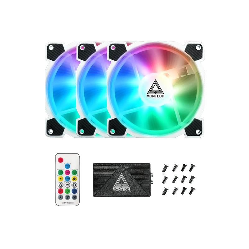 Montech комплект вентилатори Z3 PRO ARGB FAN, 3x120mm Fans, Controller, Remote, ARGB, White Montech комплект вентилатори Z3 PRO ARGB FAN, 3x120mm Fans, Controller, Remote, ARGB, White